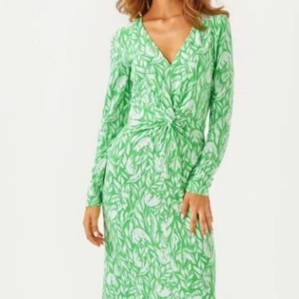 LILLY PULITZER Tilli Maxi Dress Fauna Green Tulip To Tango Sz 4 MSRP$ 198
